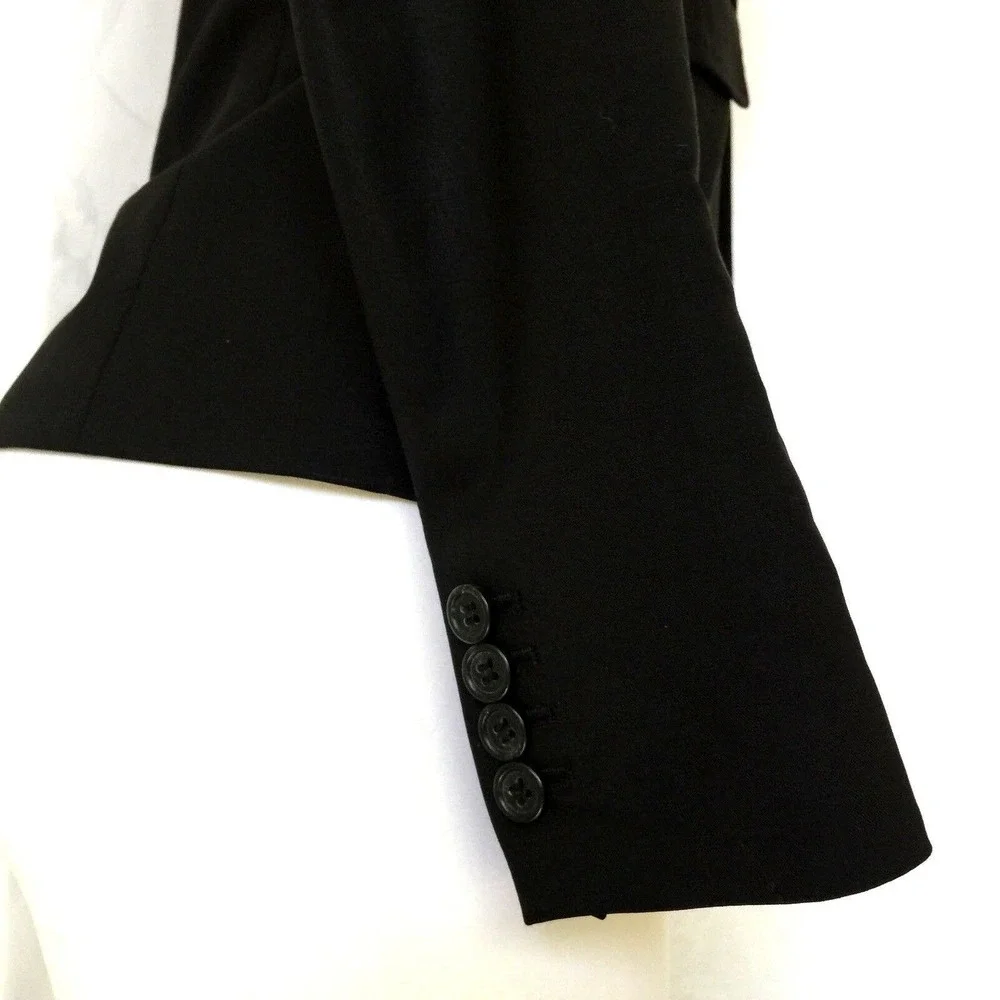 J CREW Blazer Jacket Black Wool Blend Peak Lapel One Button Lined 4 S 71…